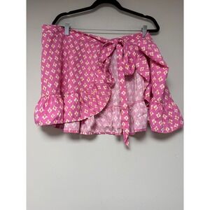 Aerie Pink Wrap Mini Skirt Ruffle Hem Casual‎ Summer Trendy Medium M